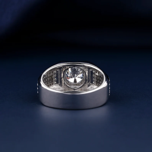 925 argent plaqué Moissanite diamant bague pour hommes Style audacieux élégance quotidienne avec pierre de coupe ronde pour mariage et fête - Product Image 3