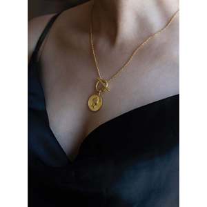 Queen T Bar <b>Necklace</b>-Gold Plated Stainless Steel Chain with Freshwater Pearl and Diamond Accent Bohemian Orthodox Style Jewelry - Product Image 6