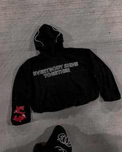 เสื้อฮู้ดซักหินมีฮู้ดผ้าซักลายโลโก้โอเวอร์ไซส์แบบกำหนดเอง - Product Image 5