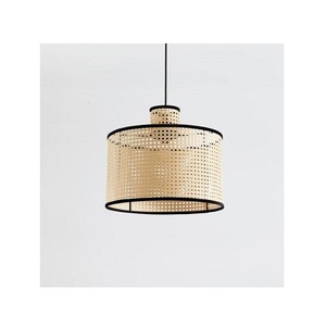Rustic Boho Modern Handmade Rattan Iron LED Pendant <b>Light</b> with Customizable Color and Size - Product Image 4