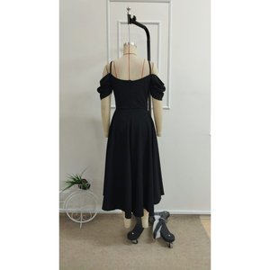 Women's <b>Spaghetti</b> Strap Off-Shoulder Detail Sweetheart Neckline <b>Long</b> Flared Imported Crepe Dress, 34402 - Green - Product Image 5