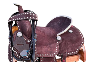 Sillín occidental de caballo de cuero genuino de calidad superior Sillín occidental de carreras de barril para montar a caballo - Product Image 3