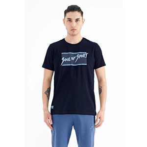 Camiseta de Cuello Redondo para Hombre Tommylife, Estampado de Texto Blanco, Corte Estándar - 88172 - AZUL MARINO - Product Image 2
