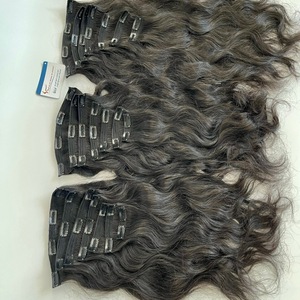 Prix usine meilleure qualité 100% Clip humain dans les extensions de cheveux Remy paquets de cheveux de trame vietnamiens matière première de haute qualité - Product Image 2