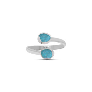 925 Sterling Silver Natural Shape Paraiba Apatite Ring Bezel Setting Classic Style Engagement Party & Anniversary Gift Pack of 6 - Product Image 1