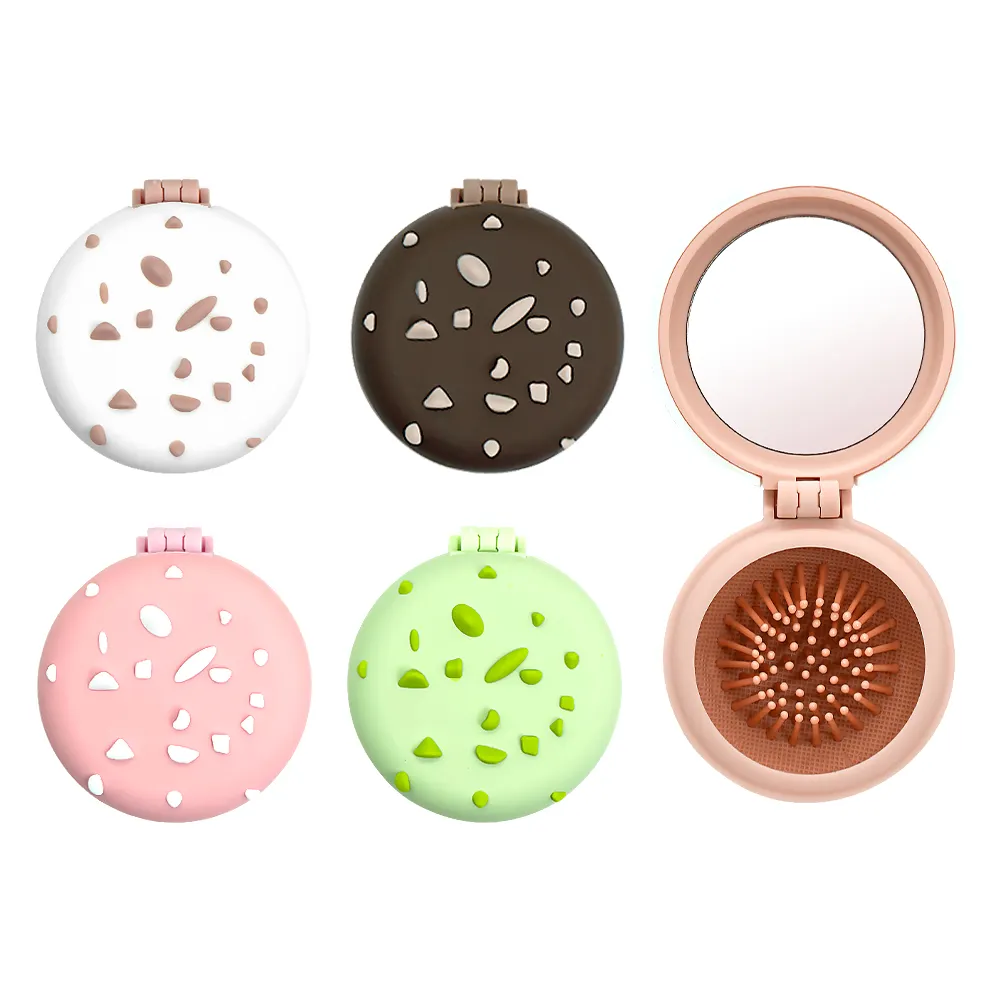 Mini Hair Combs Foldable Makeup Mirror Brush Portable Hand-Folded Pocket Hair Comb Mini Portable Scalp Ball Hair Comb