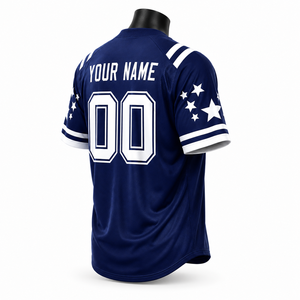 Custom <b>Baseball</b> Jersey Unisex Navy Blue Short Sleeve V-neck Team Name Number Screen Printed Breathable Regular Fit 100% - Product Image 5