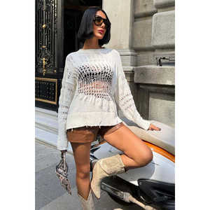 เสื้อสเวตเตอร์โอเวอร์ไซส์ลายฉลุ Mihaela รุ่นลำลอง 1216-02 - Product Image 5