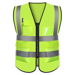 Gilet de sécurité réfléchissant avec fermeture à glissière Gilet de sécurité routière à poche multifonctionnelle noire haute visibilité Gilet de sécurité avec logo - Product Image 2