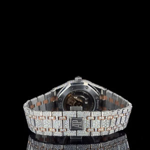 Montre-bracelet de luxe originale personnalisée de qualité supérieure, entièrement sertie de diamants Moissanite, cadran en or blanc, diamants ronds taillés, style Hip Hop - Product Image 4