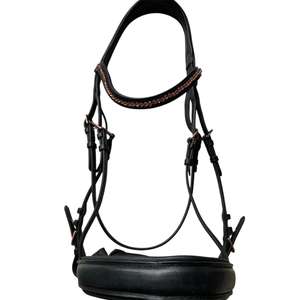 Elegante personalizado Snaffle Horse Brida Set Cuero Acero inoxidable Hebilla Piedras de cristal Ecuestre Moda Noseband Brow Band - Product Image 6