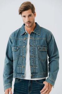 Vestes en jean en coton pour hommes Vêtements pour hommes Vestes et manteaux Grande taille Veste en jean de haute qualité personnalisée pour hommes Service OEM - Product Image 6
