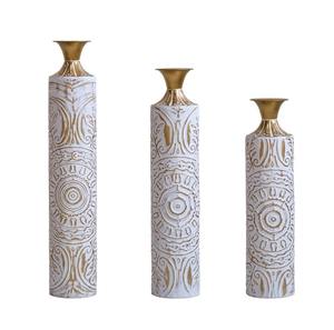 Vases longs blancs pour les coins du salon, la chambre à coucher, la décoration d'entrée et l'affichage élégant à la maison en provenance d'Inde - Product Image 1