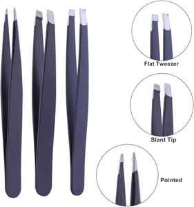 Precio al por mayor, etiqueta privada personalizada, profesional, puntiagudo, de acero inoxidable, ligero, reutilizable, pinzas para cejas, herramienta de belleza - Product Image 2
