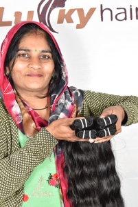 100% Cuticule Alignée Double Trame Ondulée Remy Vague Naturelle Noir Vierge Extensions Temple Indien Machine 100% Cheveux Humains Noir - Product Image 3