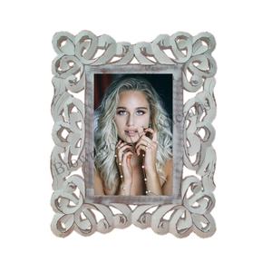 Cadre Photo en bois de manguier blanc antique sculpté à la main 4x6 5x7 8x10 tailles fournisseur en vrac pour décoration murale cadeau de mariage cadre en bois - Product Image 3