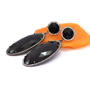 Pendiente de Plata de Ley 925 con forma de marquesa elegante, piedra preciosa Natural de ónix negro, joyería llamativa de moda para bodas - Product Image 3