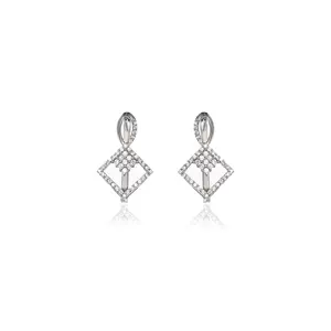 ต่างหูเพชรเงินพราวสำหรับผู้หญิง ของขวัญเครื่องประดับสุดหรู - Product Image 4