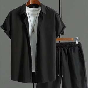 Conjunto personalizado de pantalones cortos con estampado 3D para hombre, 100% de algodón con cuello vuelto, conjuntos de camisetas, pantalones cortos transpirables de verano, conjunto de camisa - Product Image 5