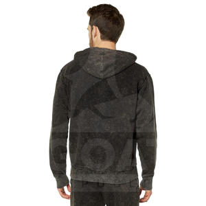 เสื้อฮู้ดดี้ผ้าคอตตอนผสมเนื้อหนาคุณภาพสูง สไตล์สตรีทแวร์ สำหรับผู้ชาย ฤดูหนาว แบบสั่งทำพิเศษ สีซีดแบบวินเทจ ล้างสีแบบแอซิดวอช มีกระเป๋า - Product Image 2