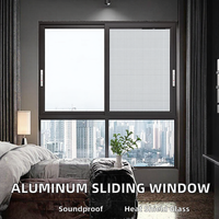 Ventanas Corredizas de Aluminio de Estilo Moderno, con Persianas de Acero Inoxidable, Doble Acristalamiento Templado, Insonorizadas, Apertura Horizontal para