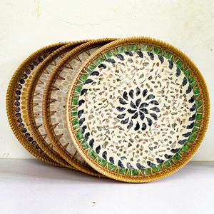 Venta caliente Madre de perla Patrón Rattan Tray Set Venta al por mayor de Vietnam Precio barato Bandejas para servir - Product Image 4