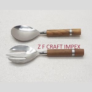 Mango hecho a mano de latón, herramientas de servidor de ensalada de madera, mango de madera, nuevo tipo de cuchara para servir para hoteles, el mejor diseño, cuchara para servir - Product Image 4