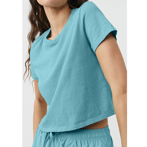 Cotton Crop Top Ladies t <b>Shirts</b> Cotton T-<b>shirt</b> Light Blue <b>Women's</b> Comfortable Blue Color Summer Top T <b>Shirts</b> - Product Image 3