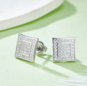 Nouvelles boucles d'oreilles clous tendance hip-hop en acier inoxydable avec diamants glacés pour unisexe à prix de gros - Product Image 3