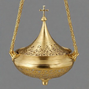 GraceSmoke DivineFume Celestial Aura Brûleur d'encens suspendu en laiton Finition antique Encensoir pour les rituels d'église et le culte sacré - Product Image 5