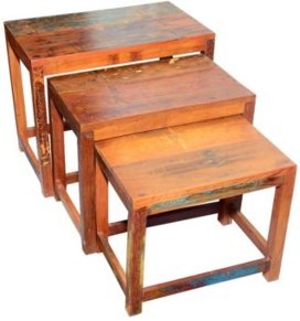 Ensemble de trois tables gigognes Percy, bois massif moderne, fait à la main, réglable, écologique, durable, meubles de salon, appartement - Product Image 2