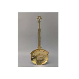 Juego de utensilios de latón pulido dorado con diseño plano Herramientas de cocina de mango largo Juego de Skimmer de malla - Product Image 1