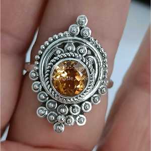 925 Sterling Silver Citrine <b>Ring</b> Handmade Natural Yellow <b>Crystal</b> Gemstone Jewelry Promise <b>Ring</b> for November Birthstone - Product Image 5