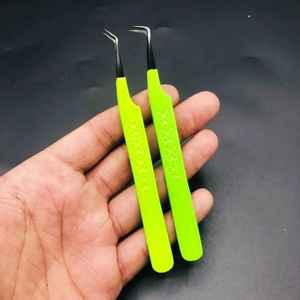 Juego de Pinzas de Acero Inoxidable de Primera Calidad para Extensión de Pestañas, Recubrimiento en Polvo Verde, Ángulos de 45-90 Grados, Antiestáticas - Product Image 3