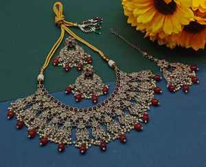 Indian Traditional Kundan Gold Plated <b>Jewellery</b> <b>Set</b> and Copper Necklace <b>Set</b> for Women and <b>Girls</b> Indian Accessories Jewlery Women - Product Image 1