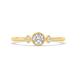 Tres piedras de diamante E/VVS corte banda de compromiso sólido 18K oro amarillo anillo Vintage para boda fiesta aniversario joyería fina - Product Image 6