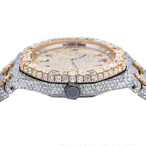 Reloj Mecánico Automático de Lujo de Acero Inoxidable con Incrustaciones de Moissanita VVS Estilo Hip Hop, Probador de Diamantes, Joyería de Cuero de Moda al por Mayor - Product Image 3