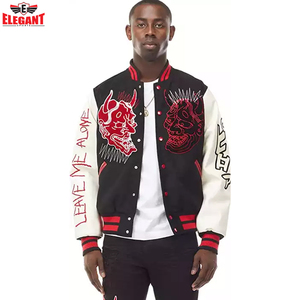 Chaqueta con letras personalizada, chaqueta universitaria de lana con letras, chaqueta universitaria con mangas de cuero, chaqueta universitaria con letras al por mayor - Product Image 4