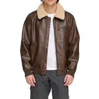 Blouson moto en cuir véritable marron pour homme, coupe ajustée, design stylé, poches à bouton unique, col montant, streetwear décontracté
