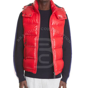 Winter Sleeveless Glossy Puffer Vest <b>Jacket</b> Custom Logo <b>Waterproof</b> Stand Collar Bubble Men's Hoodie - Product Image 2
