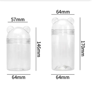 Bocaux en plastique PET transparents d'approvisionnement d'usine couvercle d'ours 200ml 300ml 380ml capacité nouvel échantillon pour bonbons collations stockage des aliments en conserve - Product Image 5