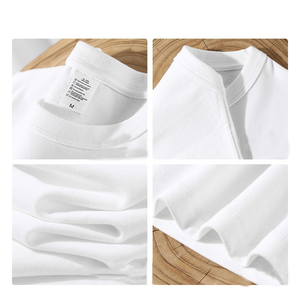 T-shirt surdimensionné pour hommes, couleur unie vierge, col rond, T-shirt en coton à manches courtes pour hommes - Product Image 2