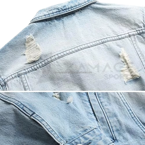 Chaqueta de invierno vintage informal para hombre Chaqueta de mezclilla gruesa personalizada con diseño personalizado Chaqueta de mezclilla vintage de color sólido para hombre - Product Image 2