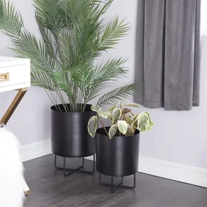 Design moderne, jardinière ronde suspendue pour la décoration intérieure, support noir pour pot de fleurs - Product Image 6