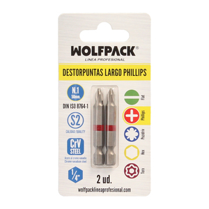 Destorpuntas Largos Phillips N. 1 (2 Pezzi) Acciaio S2 al Cromo Vanadio - Product Image 3