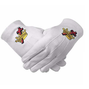 Gants en coton blanc doux avec logo maçonnique personnalisé, logo brodé, gants maçonniques - Product Image 6