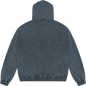 เสื้อฮู้ดดี้สตรีทแวร์ฤดูหนาวคุณภาพสูง โลโก้สั่งทำ ผ้าฟลีซ 100% คอตตอน ทรงวินเทจ สองชั้น ล้างสีแบบแอซิดวอช กระเป๋าแบบดิสเทรส อะโกะ - Product Image 2