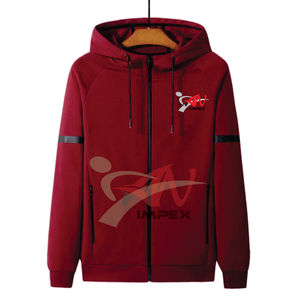 Logo d'impression personnalisé de haute qualité sweat à capuche zippé pour hommes matériau personnalisé sweat-shirt à capuche flexible pour hommes - Product Image 1