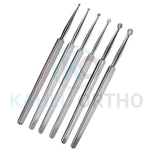 Curetas de oreja de Otología de acero inoxidable curvo 6,5 recto de calidad superior Instrumentos ENT de KAHLU ORTHOPEDIC - Product Image 1