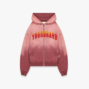 Sudadera con capucha de invierno para hombre, con cremallera, forro polar, estilo urbano, de gran tamaño, con logotipo personalizado bordado, lavado a la piedra, peso pesado, 100% algodón, venta al por mayor - Product Image 1